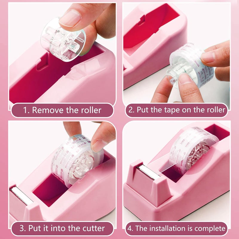 Famassi Pink Office Supplies, Pink Desk Accessories, Stapler, Staple Remover, Tape Holder, Pen Holder, Ballpoint Pen, Scissor, Binder Clips, 1000pcs Staples, Phone Holder, Ruler, Transparent Glue and Notes - Image 4